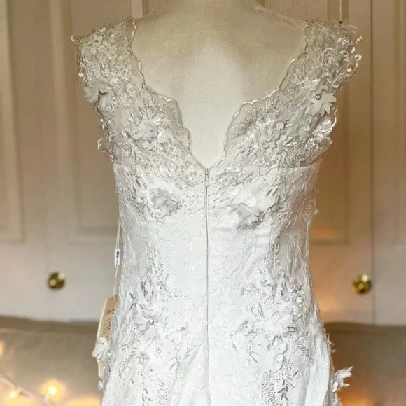 NWT Mingdas Wedding dress White flowers size 4-6 NEW! GORGEOUS!! - Picture 8 of 12